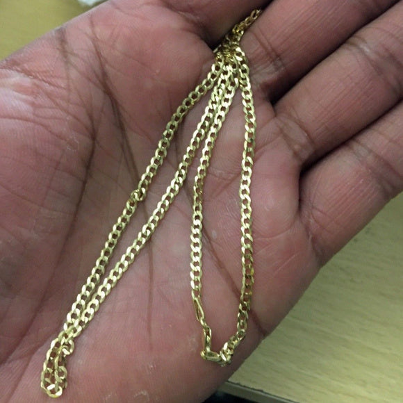14k Solid Gold 3.6mm Cuban Curb Link Chain 20"