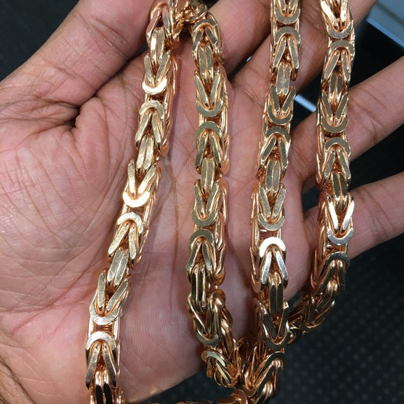 Men’s Byzantine Chain In 14k Solid Rose Gold 7.7mm