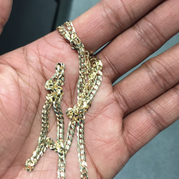 14k Yellow 4 mm Cuban Concave Chain - 24"