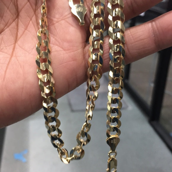 14k Yellow 8.2mm Cuban Concave Chain - 22"