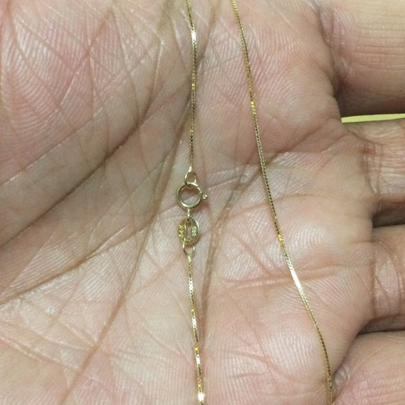 0.6 MM 14k Solid Yellow Gold Thick Box Chain 18"