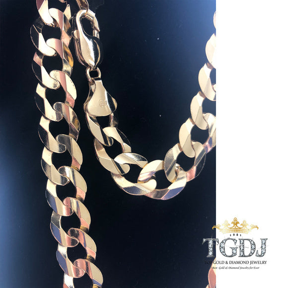 14k Yellow Gold 14mm Cuban Concave Chain 24"