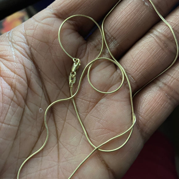 14K Yellow Solid Gold 0.7mm Round Snake Chain 18"