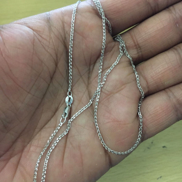 14k Solid White Gold 1.5mm Italy Wheat Chain 22"