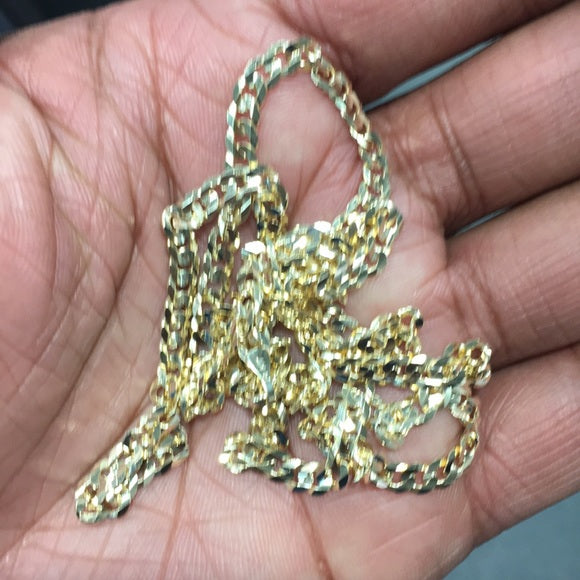 14k Yellow 4 mm Cuban Concave Chain - 24"