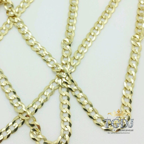 14k Solid Gold 3.6mm Cuban Curb Link Chain 20"