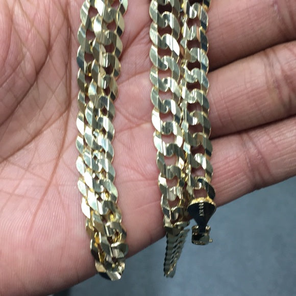 14k Yellow 8.2mm Cuban Concave Chain - 22"
