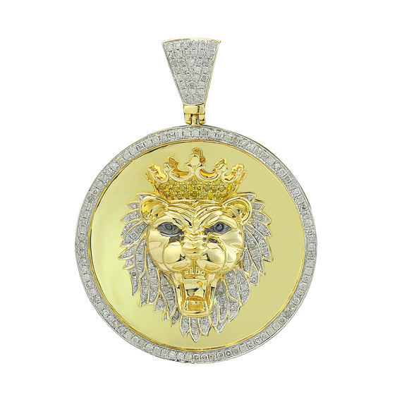 Genuine 10k Yellow Gold 0.97ct Diamond Lion Pendant