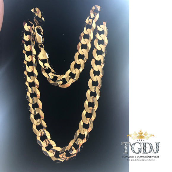 14k Yellow Gold 14mm Cuban Concave Chain 24"