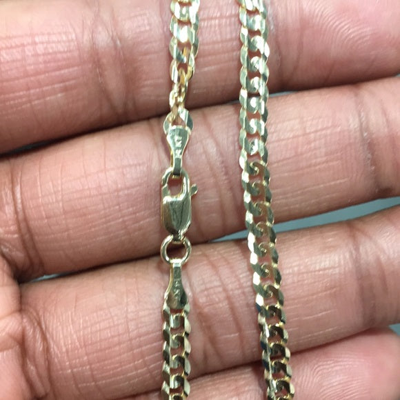 14k Yellow 4 mm Cuban Concave Chain - 24"