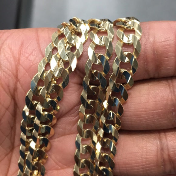 14k Yellow 8.2mm Cuban Concave Chain - 22"