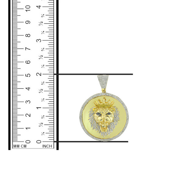 Genuine 10k Yellow Gold 0.97ct Diamond Lion Pendant