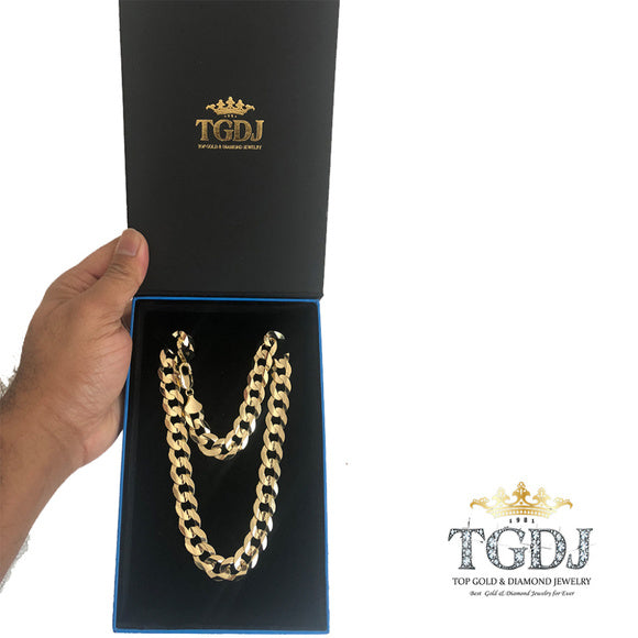 14k Yellow Gold 14mm Cuban Concave Chain 24"