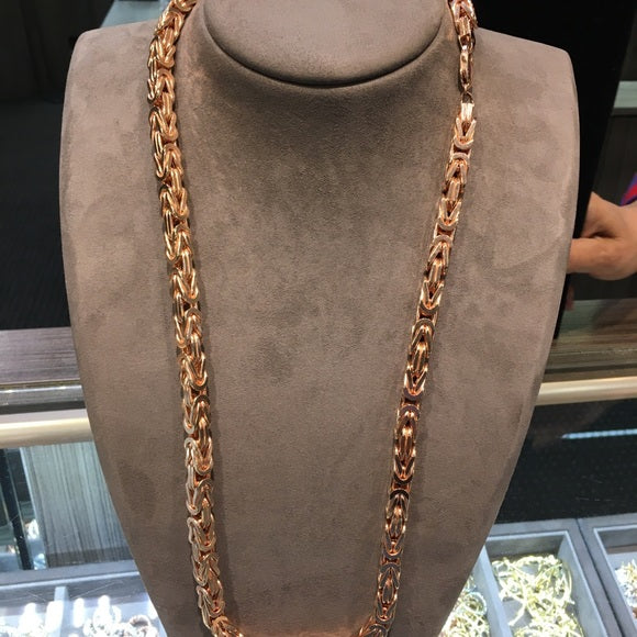 Men’s Byzantine Chain In 14k Solid Rose Gold 7.7mm
