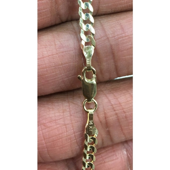 14k Yellow 4 mm Cuban Concave Chain - 24"
