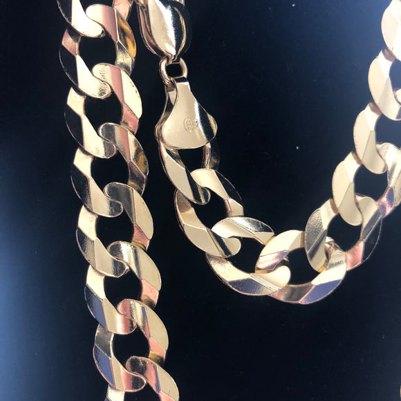 14k Yellow Gold 14mm Cuban Concave Chain 24"