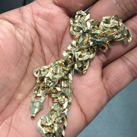 14k Yellow 8.2mm Cuban Concave Chain - 22"