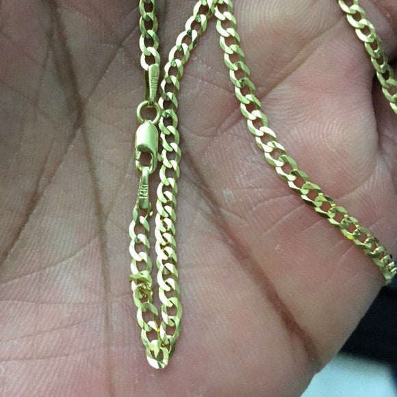 14k Solid Gold 3.6mm Cuban Curb Link Chain 20"