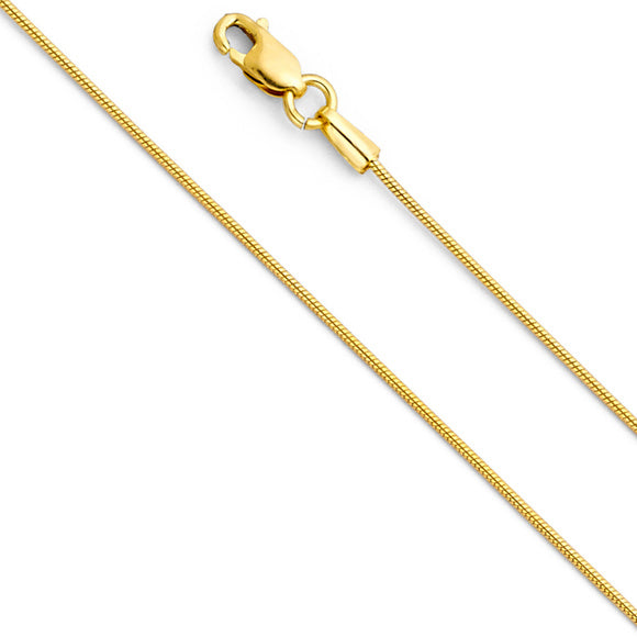 14K Yellow Gold 0.7mm Round Snake Chain - 20"