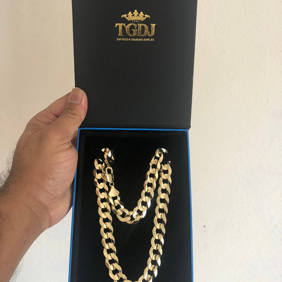 14k Yellow Gold 14mm Cuban Concave Chain 24"