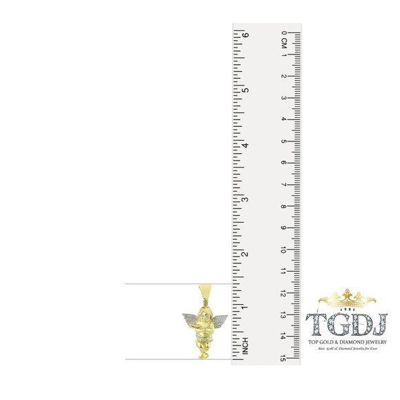 10k Yellow Gold 0.20 Ct Diamond Mini Praying Angel