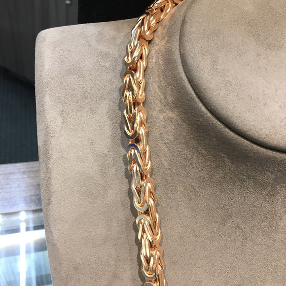 Men’s Byzantine Chain In 14k Solid Rose Gold 7.7mm