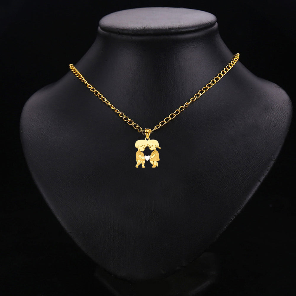 14K Yellow Gold Boy & Girl Pendant