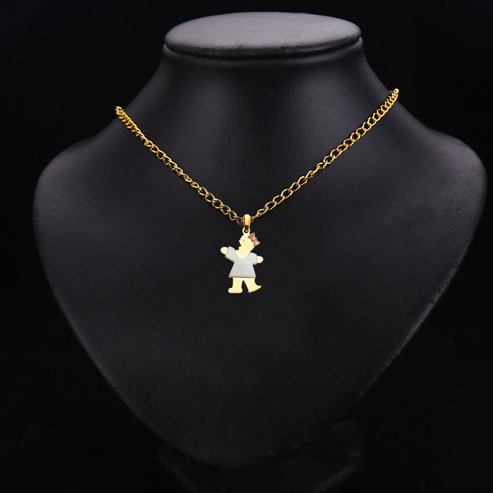 14K Tri Color Gold Girl Pendant