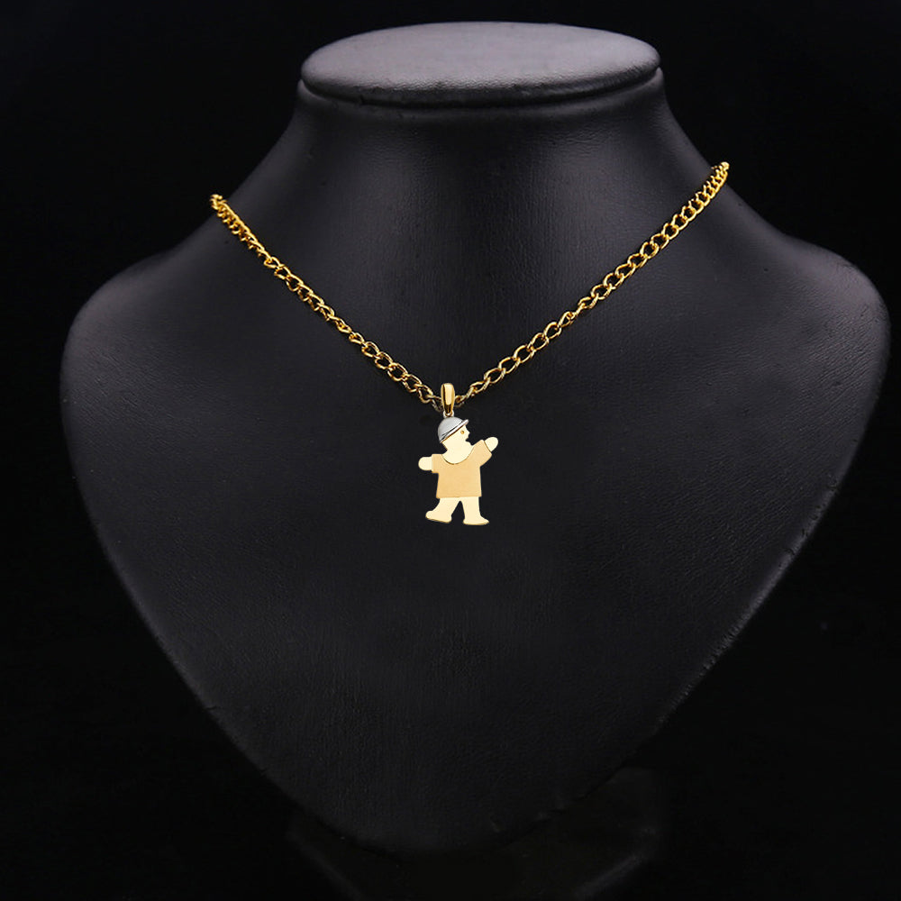 14K Two Tone Gold Boy Pendant