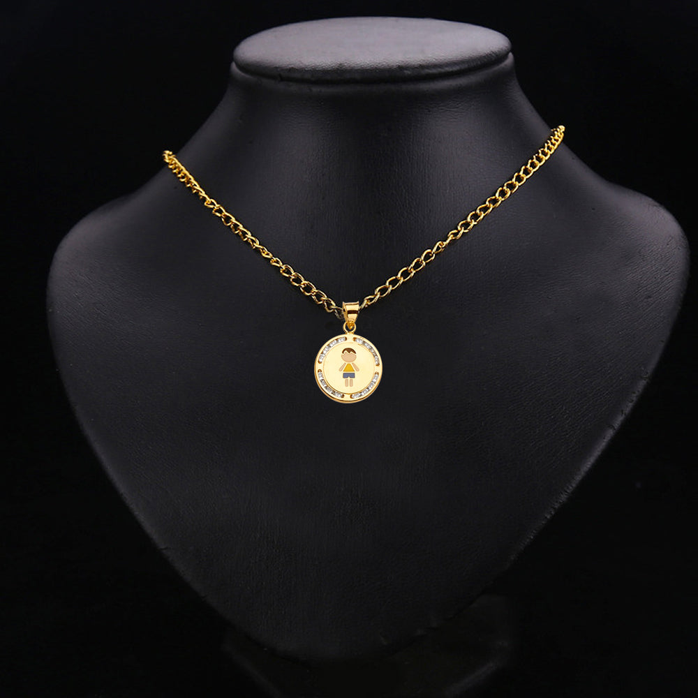 14K Yellow Gold Cubic Zirconia Enamel Boyl Pendant