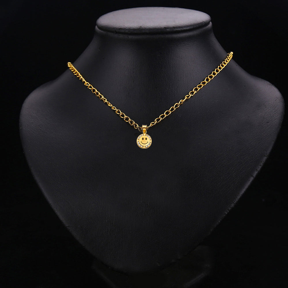 14K Yellow Gold Cubic Zirconia Smile Pendant