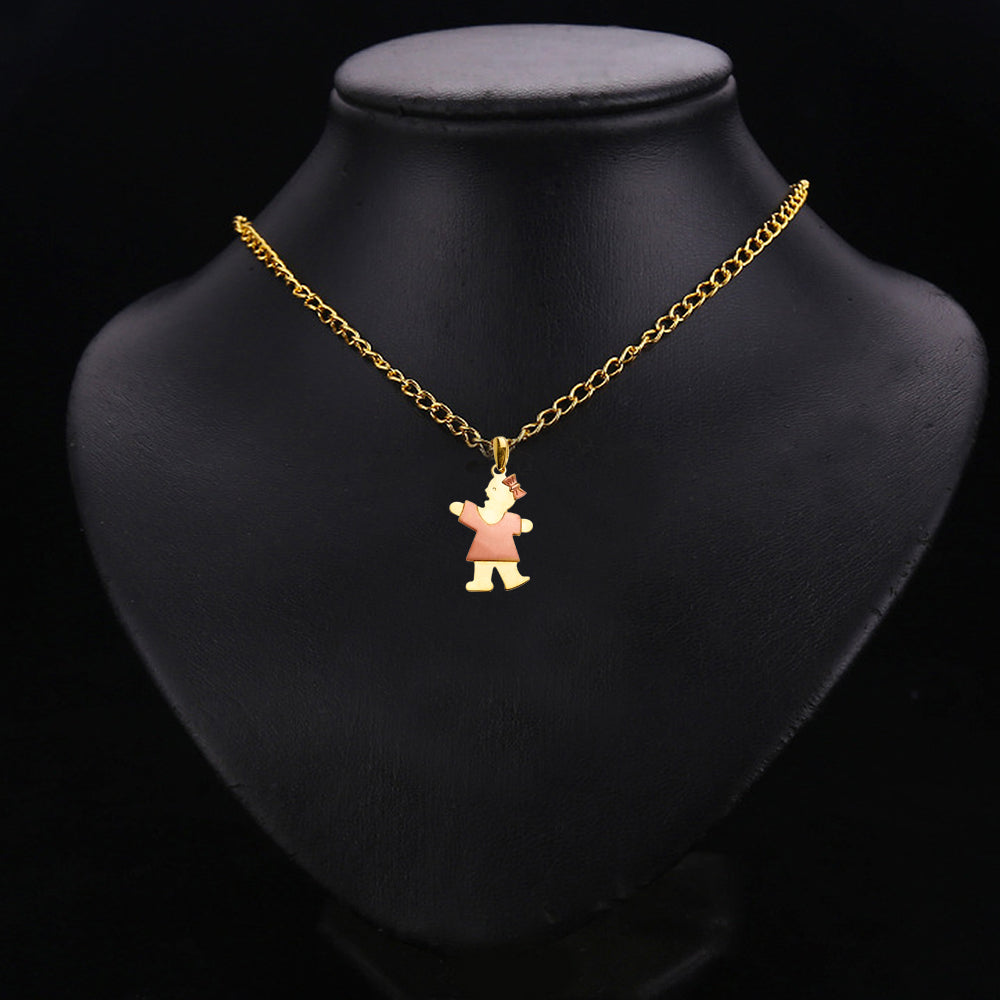 14K Two Tone Gold Girl Pendant