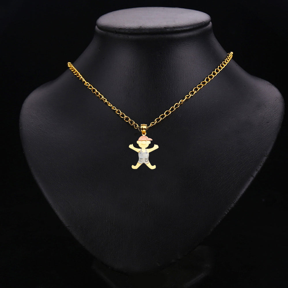 14K Tri Color Gold Boy Pendant