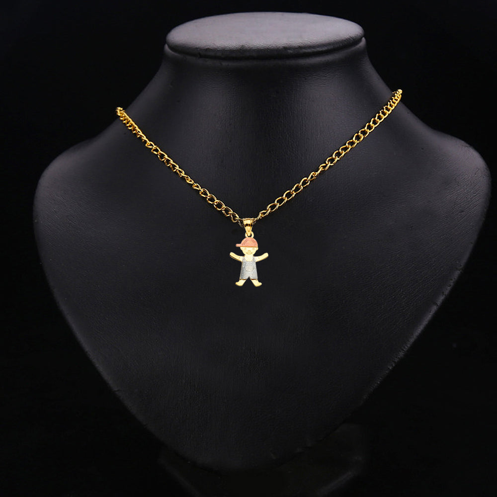 14K Tri Color Gold Boy Pendant