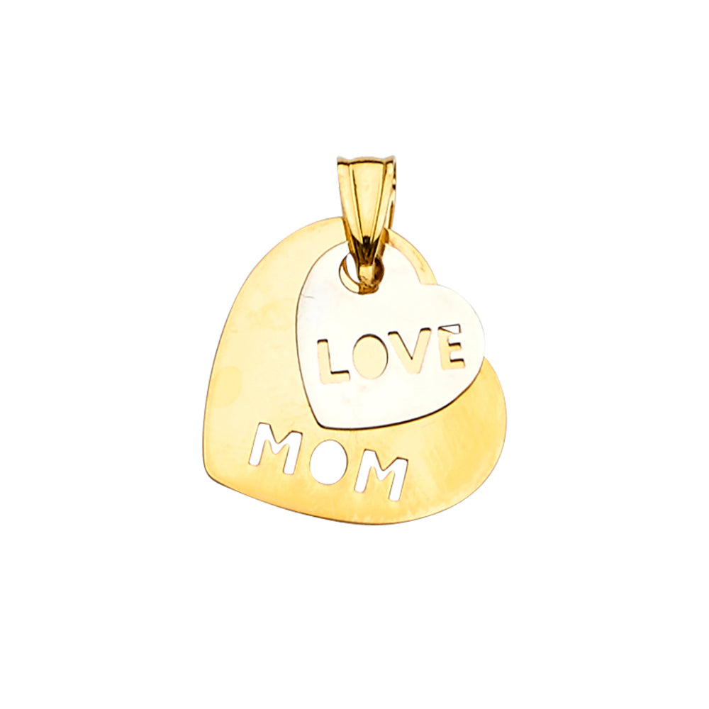 14K Two Tone Gold 2Hearts Pendant