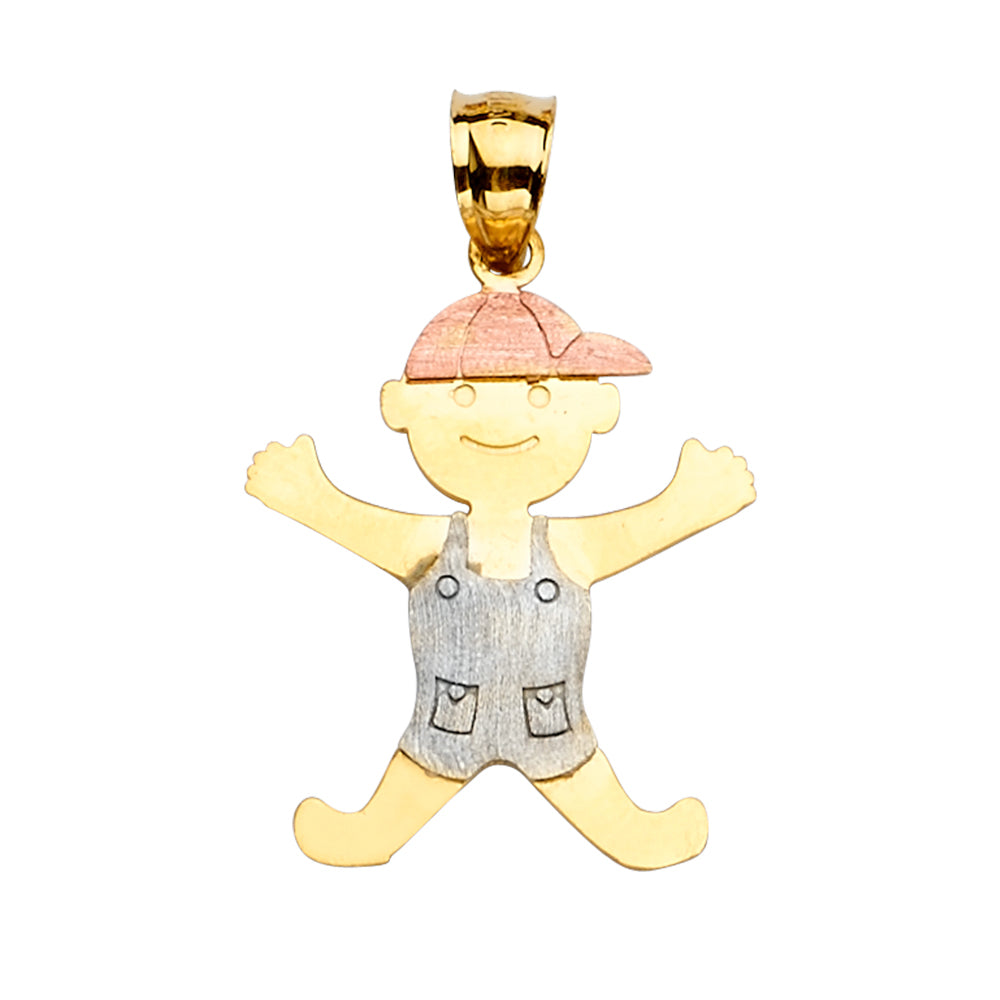 14K Tri Color Gold Boy Pendant
