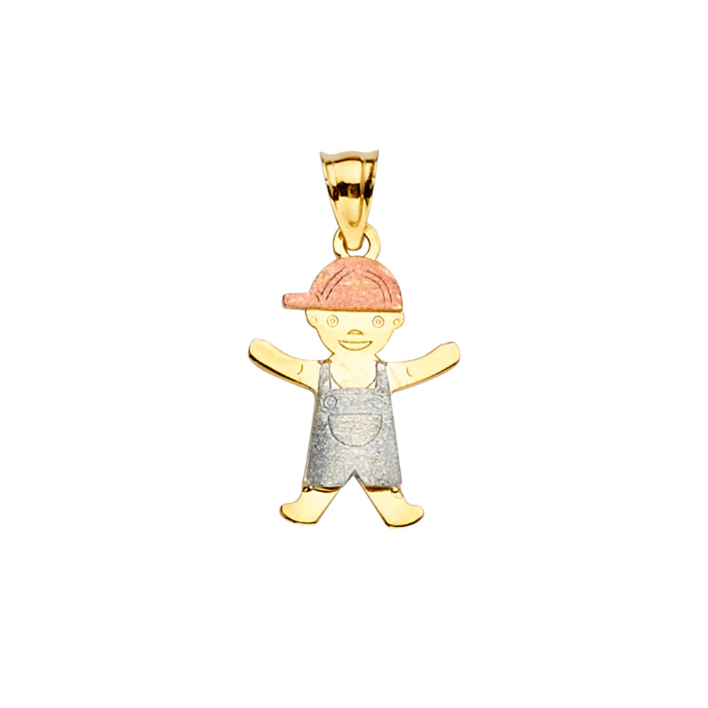14K Tri Color Gold Boy Pendant