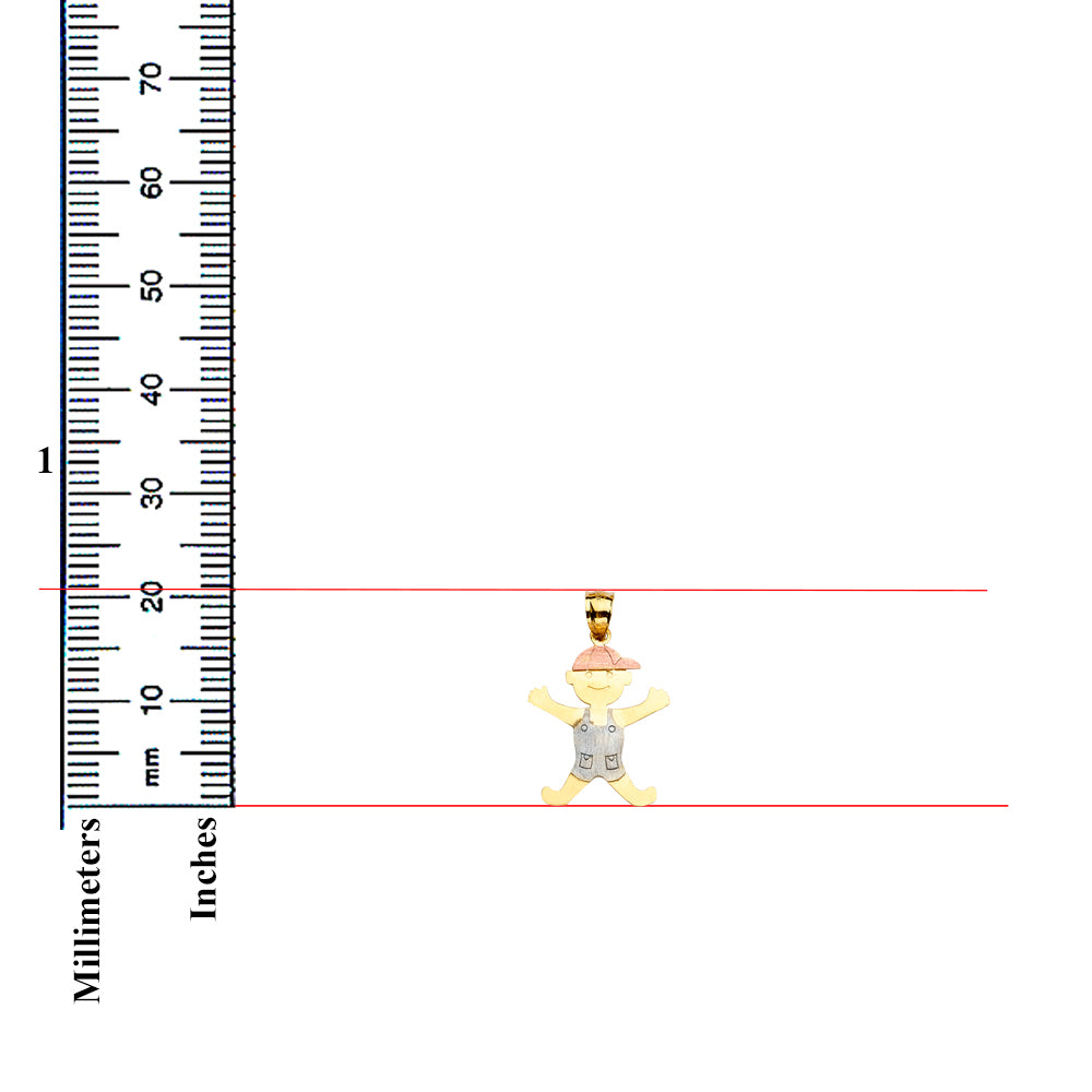 14K Tri Color Gold Boy Pendant