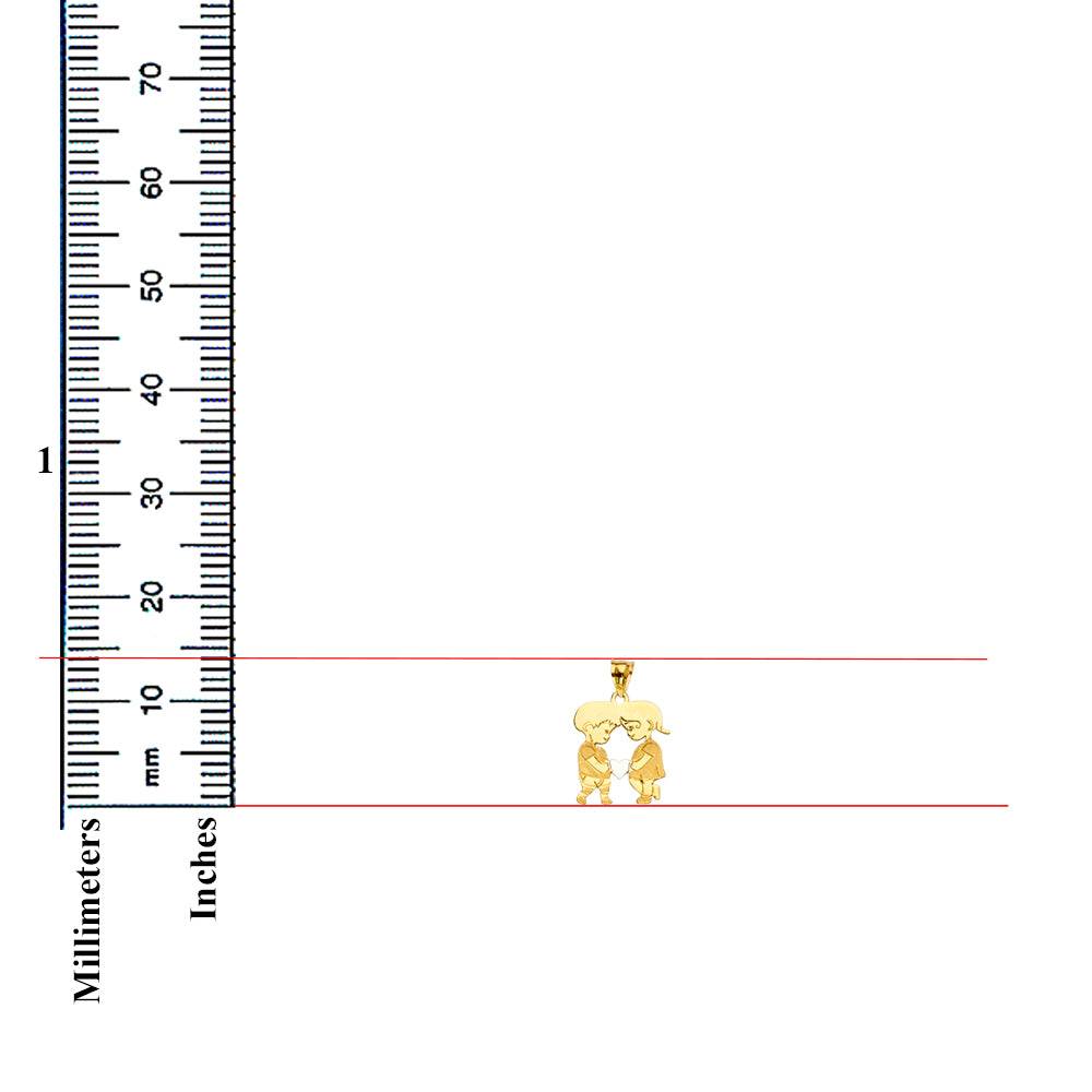 14K Yellow Gold Boy & Girl Pendant
