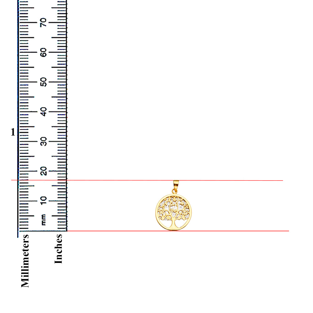 14K Two Tone Gold Tone Family Tree Pendant