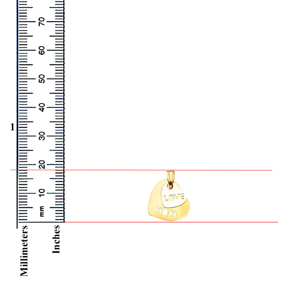 14K Two Tone Gold 2Hearts Pendant