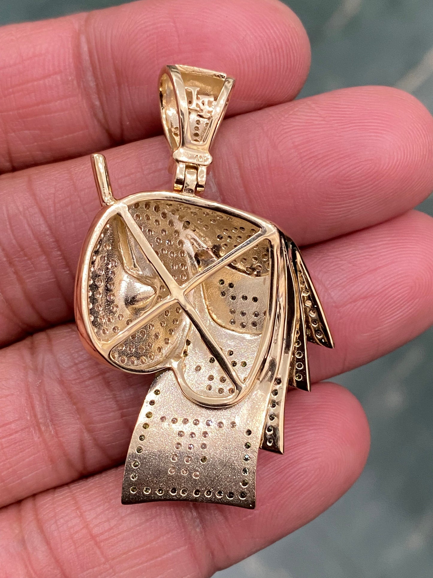 Roll of Money Pendant, 10k Yellow Gold Diamond Roll Of Money Pendant 2 Mens 100 Dollar Charm 1.35 Ct