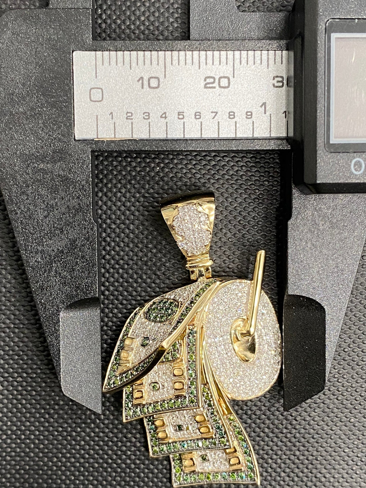 Roll of Money Pendant, 10k Yellow Gold Diamond Roll Of Money Pendant 2 Mens 100 Dollar Charm 1.35 Ct