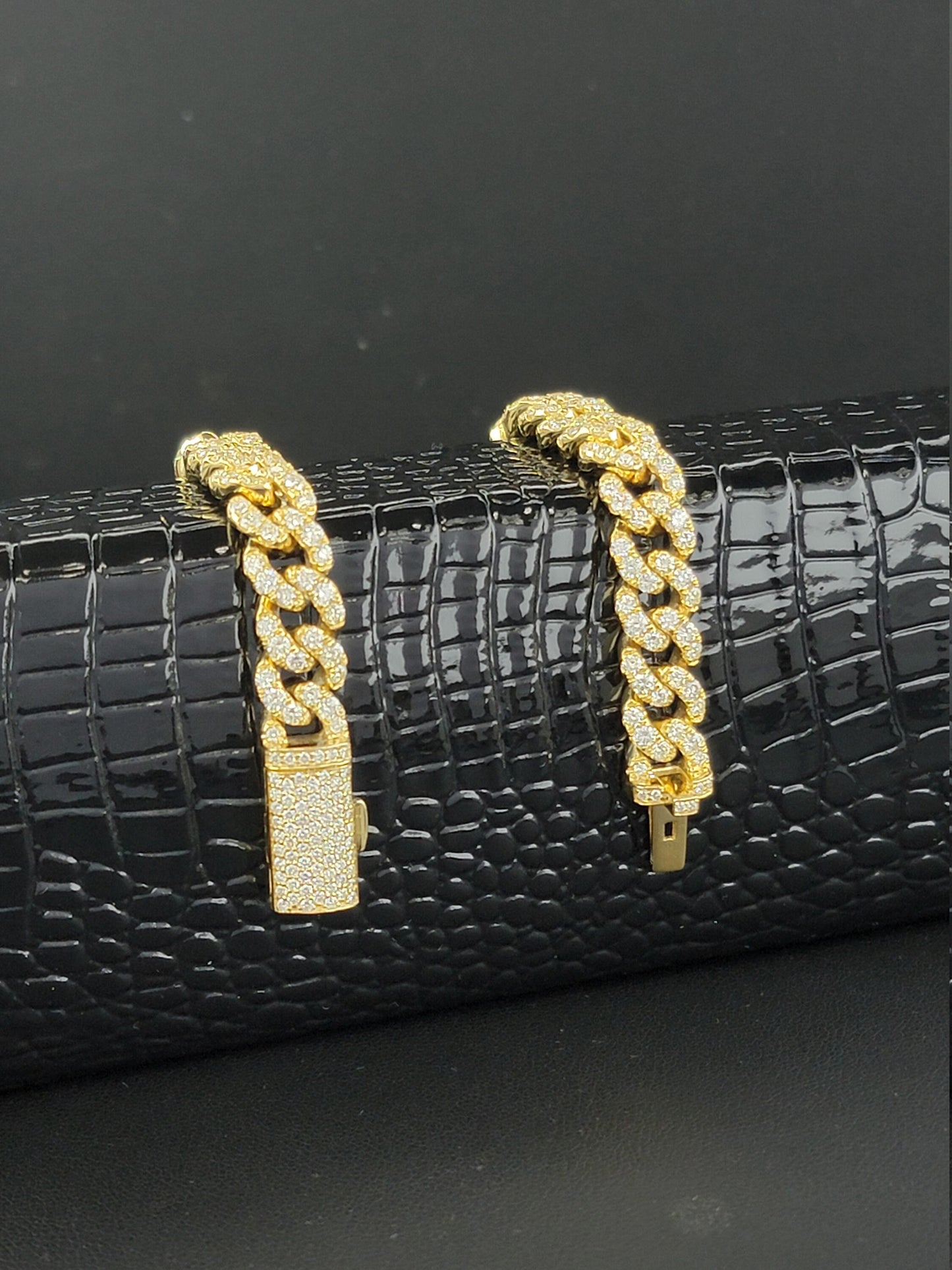 8mm 10k yellow Gold Miami Cuban Link Bracelet - Iced Out Bracelet 6.7ct Diamond 10k yellow gold Bracelet Hip Hop Chain Gifts for Him