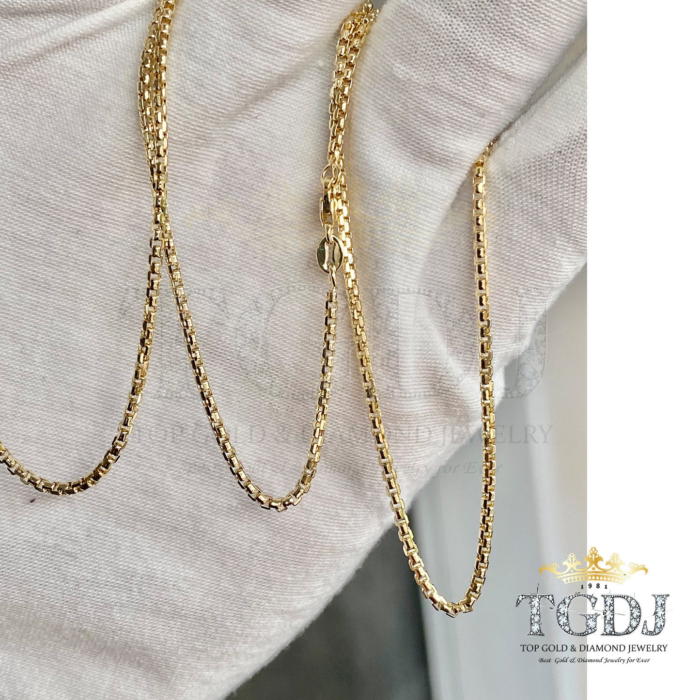 Gold Box Chian - 14K Yellow Gold 1.8MM Box Chain Yellow / White / Rose Gold Round Box D.C Chain Necklace 16-24"
