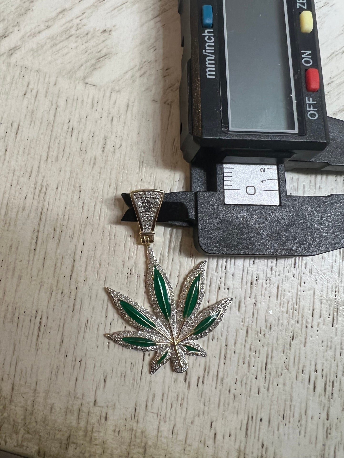 Real Diamond Marijuana Necklace, 10k yellow gold vermeil Marijuana Pendant, Cannabis Pendant, Ganja Weed Charm,