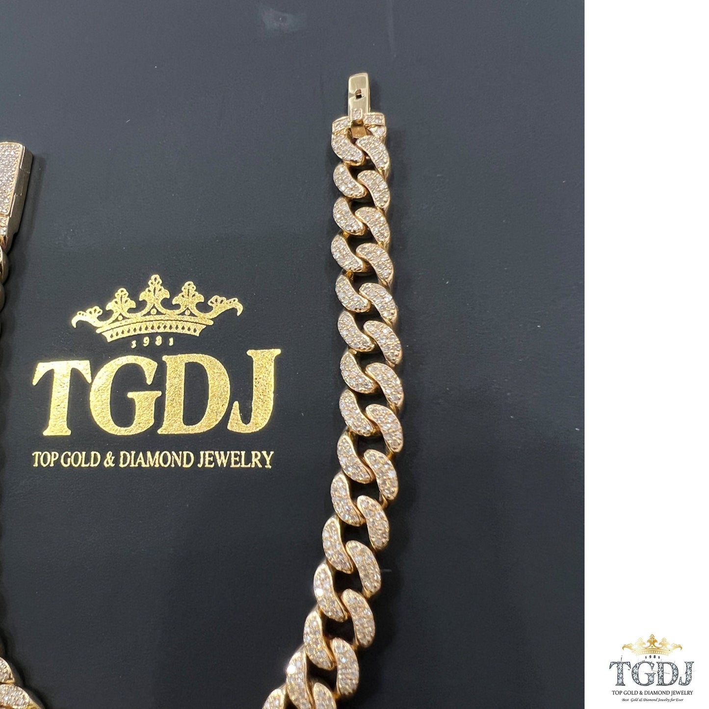 7mm 10k yellow Gold Miami Cuban Link Diamond Bracelet -Iced Out Bracelet 2.75ct Diamond 10k yellow gold Bracelet Hip Hop Chain Gifts for Him
