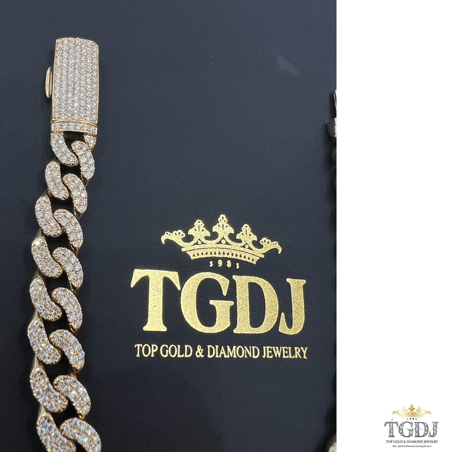 9mm 10k yellow Gold Miami Cuban Link Diamond Bracelet - Iced Out Bracelet 4.8ct Diamond 10k yellow gold Bracelet Hip Hop Chain Gifts for Him