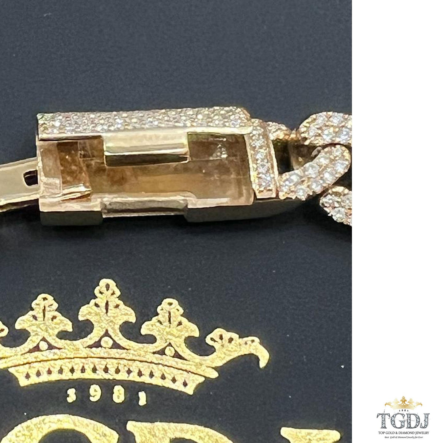9mm 10k yellow Gold Miami Cuban Link Diamond Bracelet - Iced Out Bracelet 4.8ct Diamond 10k yellow gold Bracelet Hip Hop Chain Gifts for Him