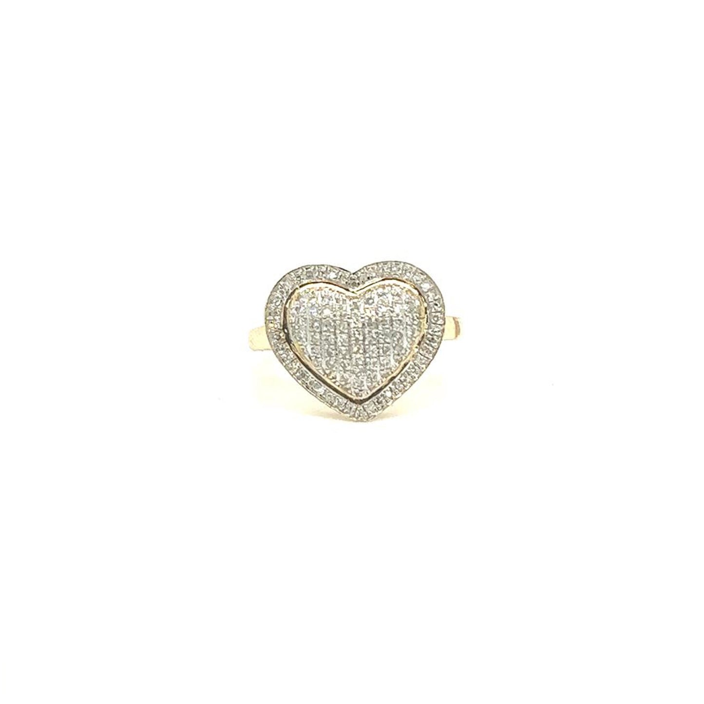 10k Yellow Gold Heart Diamond Ring, 0.35 dwt Round Heart Diamond Promise Ring, Hip Hop Diamond Heart Ring, Women Heart Ring, Gift for Him